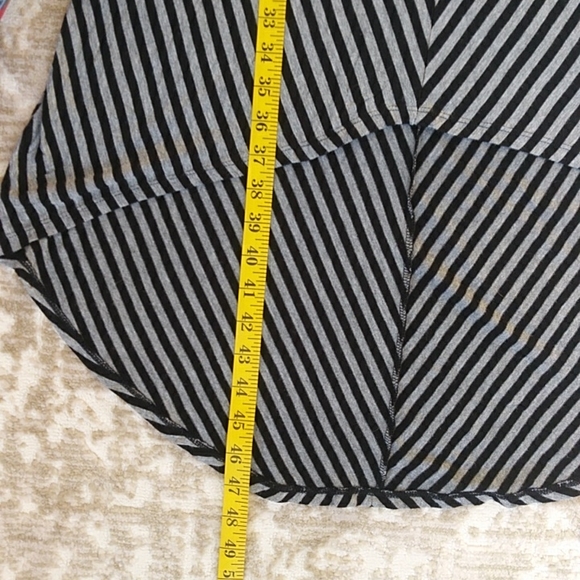 Mossimo Striped V Neckline High Low Hem Dress M Gray Black Stripes - Picture 13 of 13